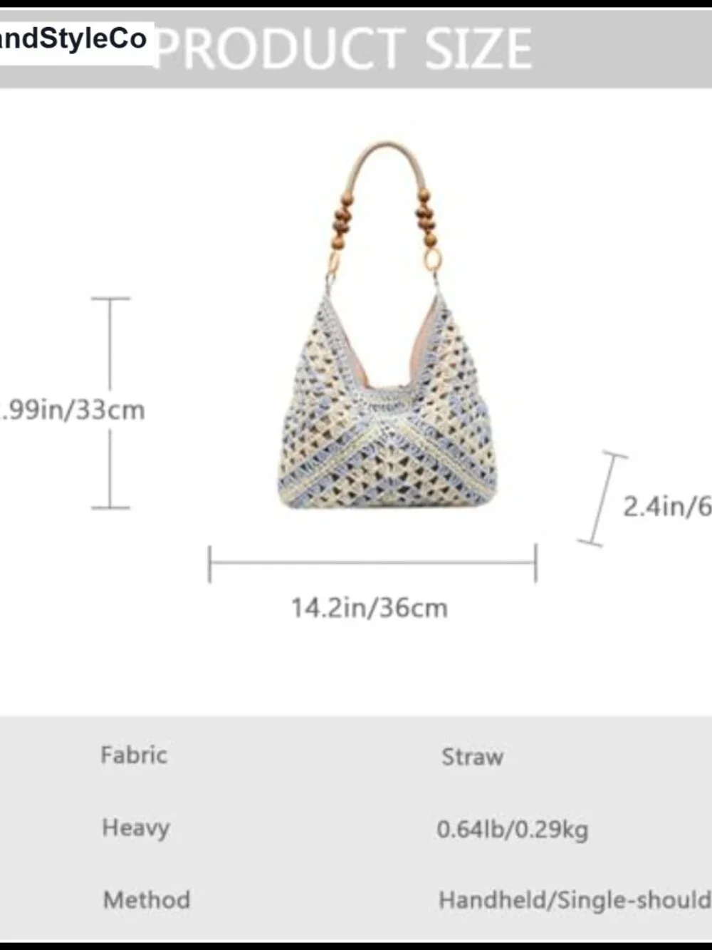 Boho Straw Hobo Bag Women Slouchy Shoulder Tote Beach Summer Handbag Woven